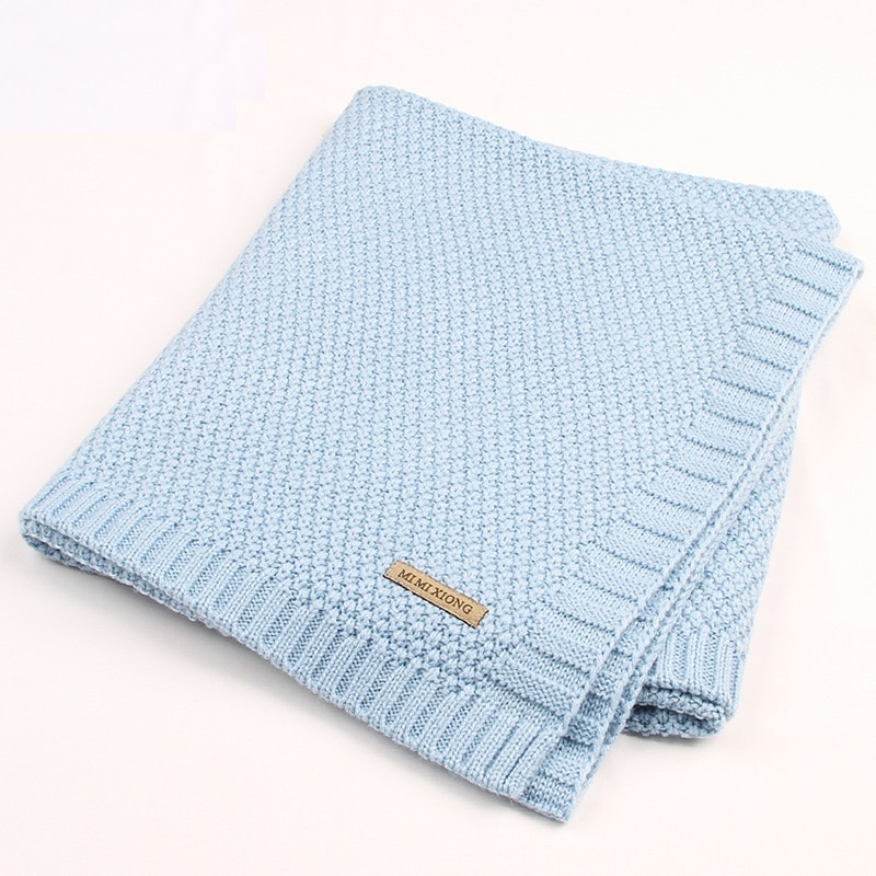 Knitted Solid Color Baby Blanket Swaddle