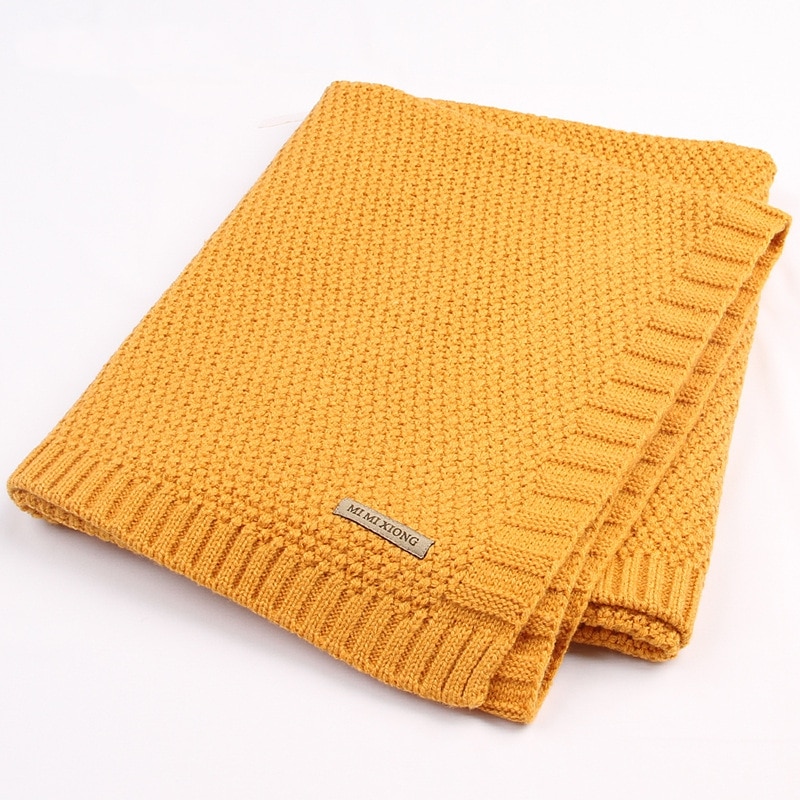 Knitted Solid Color Baby Blanket Swaddle