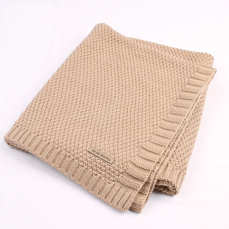 Knitted Solid Color Baby Blanket Swaddle