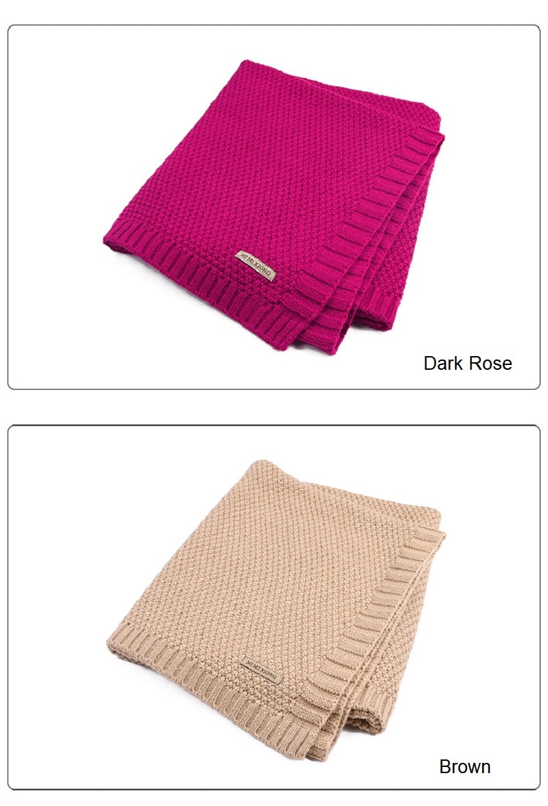 Knitted Solid Color Baby Blanket Swaddle