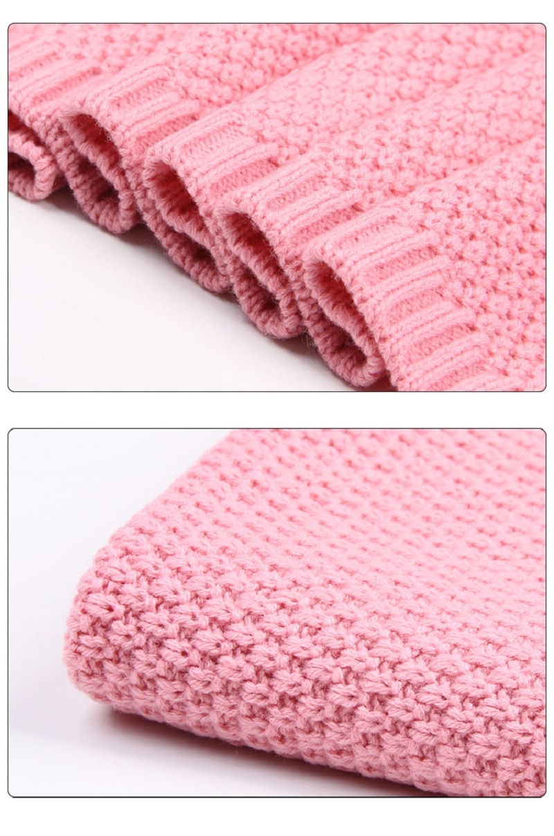 Knitted Solid Color Baby Blanket Swaddle