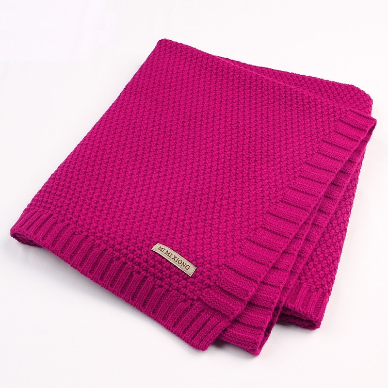 Knitted Solid Color Baby Blanket Swaddle