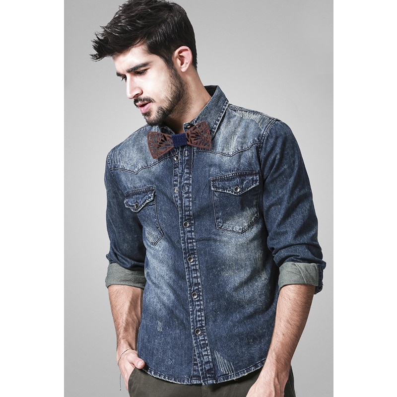 Men's Wooden Bow Tie, Handkerchief, Cufflinks and Brooch Set